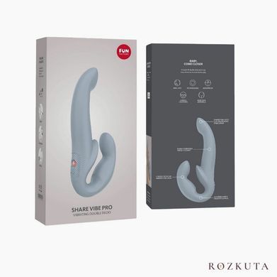 Безремінний страпон з вібрацією Fun Factory SHARE VIBE PRO cool grey, регульований SX0977 фото