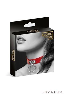 Чокер з кільцем для повідця Bijoux Pour Toi - FETISH Red, екошкіра SO1880 фото