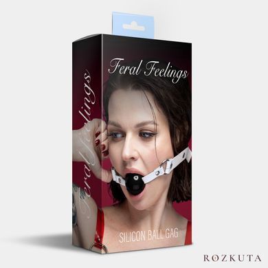 Кляп силіконовий Feral Feelings Silicon Ball Gag White/Black, білий ремінець, чорна кулька SX3976 фото