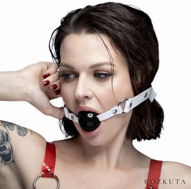 Кляп силіконовий Feral Feelings Silicon Ball Gag White/Black, білий ремінець, чорна кулька SX3976 фото